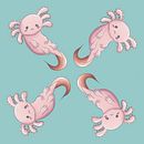 Axolotls. Digital Drawing, and Digital Illustration project by Andrea White - 09.09.2023