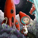 My project for course: Children’s Illustration with Procreate: Paint Magical Scenes: Little Red Space Ranger. Een project van Digitale illustratie, Kinderillustratie,  Digitaal schilderij y Prentenboeken van Stefan Vogels - 07.01.2024