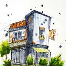 My project for course: Expressive Architectural Sketching with Colored Markers . Schițe, Desen, Ilustrație arhitecturală, Caiet de schițe & Ilustrație cu cerneală de hassanhaider765 - 01.04.2024