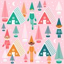 Elf Winter Wonderland. Un proyecto de Diseño textil, Diseño de papelería				, Diseño digital, Ilustración infantil, Ilustración digital, Ilustración vectorial, Pattern Design, Diseño de producto y Diseño de Amanda Jozaitis - 09.01.2024
