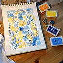 My project for course: Sketchbooking with Handmade Stamps . Ilustrație tradițională, Design de model, Tipărire, Caiet de schițe și Gravură de marchingflying - 01.10.2024