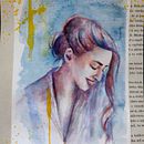 My project for course: Artistic Portrait with Watercolors( Lady from the book). Een project van  Beeldende kunst, Schilderij, Aquarelschilderen y  Portrettekening van Natalia - 14.01.2024