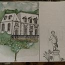 My project for course: Architectural Sketching with Watercolor and Ink. Projekt z dziedziny Sketching,  R, sunek, Malowanie akwarelą,  R, sunek architektoniczn, Sketchbook,  R i sunek atramentem użytkownika Elodie Adams - 15.01.2024