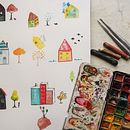 Mi proyecto del curso: Técnicas de ilustración para desbloquear tu creatividad. Un projet de Design , Illustration traditionnelle, Beaux Arts, Peinture, Créativité, Créativité avec les enfants , et Carnet de croquis de Silvia Beneforti - 16.01.2024