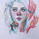 Mar y Cielo. Un proyecto de Ilustración tradicional, Bellas Artes, Pintura, Dibujo, Pintura a la acuarela, Dibujo de Retrato y Dibujo artístico de nohora_barrios_art - 24.01.2024
