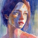 Green Eyed Girl. Un projet de Beaux Arts, Peinture, Aquarelle , et Dessin de portrait de Patricia Elliott-Seitz - 26.01.2024