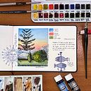 Mi proyecto del curso: Atardecer en Casa Pueblo (Punta del Este). Een project van Traditionele illustratie, Aquarelschilderen,  Architecturale illustratie y Sketchbook van Verónica Petrina - 27.01.2024
