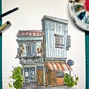 My project for course: Expressive Architectural Sketching, but with Watercolors. Esboçado, Desenho, Ilustração arquitetônica, Sketchbook e Ilustração com tinta projeto de Nick Soueref - 28.01.2024