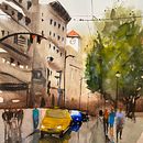 My project for course: Urban Landscapes in Watercolor. Un proyecto de Bellas Artes, Pintura a la acuarela e Ilustración arquitectónica de rekamingled - 08.02.2024
