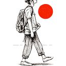 Japan wanderer. Traditional illustration, Fine Arts, Screen Printing, Comic, Street Art, Sketching, Drawing, Artistic Drawing, Sketchbook & Ink Illustration project by Thibaut Leclercq - 02.12.2024