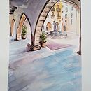 Mi proyecto del curso: Dibujo arquitectónico con acuarela y tinta "Font de dins" Ein Projekt aus dem Bereich Skizzenentwurf, Zeichnung, Aquarellmalerei, Architektonische Illustration, Sketchbook und Illustration mit Tinte von Mari Vidal - 01.03.2024