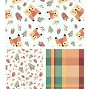 Forest themed pattern design. Een project van Textielontwerp, Packaging, Interieurontwerp, Schilderij, Productontwerp y Patroonontwerp van Hale Çelik - 29.02.2024