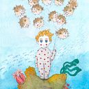 Niño y peces globo. Un proyecto de Ilustración tradicional, Dibujo, Ilustración infantil y Pintura a la acuarela de Evessar Ilustración - 28.10.2021