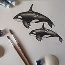 Mój projekt kursowy: Techniki ilustracji przyrodniczej: wieloryby akwarelowe. Projekt z dziedziny  Sztuki piękne,  Malarstwo, Malowanie akwarelą, Ilustracja naturalist i czna użytkownika kibomoma - 13.03.2024
