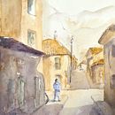 Mi proyecto del curso: Fundamentos de la luz y el color para acuarela . % Gabriela Kozina tarafından hazırlanan Tablo, Sulubo, a Resim, Mimari İllüstras, Ve on projesi - 03.09.2024