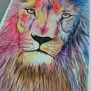 Lion color water color . Pictură în acuarelă de Emanuel Cesar - 03.18.2024