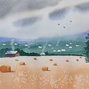 My project for course: Watercolor Landscapes: Experimental Tools and Techniques. Een project van  Beeldende kunst, Schilderij y Aquarelschilderen van Kata Bagi - 05.04.2024