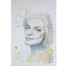 Meu projeto do curso: Retrato experimental com tinta, álcool e chá. Artes plásticas, Pintura, Desenho, Ilustração com tinta, e Pintura em aquarela projeto de CLAUDIA VASQUES - 04.04.2024
