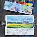 Mon projet du cours : Carnet de voyage à l’aquarelle. Een project van Traditionele illustratie, Aquarelschilderen,  Architecturale illustratie y Sketchbook van Cinthia F - 12.04.2024
