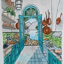 M proyecto del curso: Ilustración urbana en acuarela: retrata tu ciudad: Hice la cocina que Urban Anna Pinto. La dibuje y pinte. He disfrutado mucho del proceso.  . % María Concha tarafından hazırlanan Tablo, Çizim, Sulubo, a Resim, Mimari İllüstras, Ve on projesi - 04.14.2024