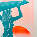 Sunset Surf Risograph. Arts, Crafts, Traditional illustration, Design, Poster Design, Creativit, and Printing project by Qian Shi - 04.14.2024