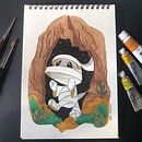 LITTLE MUMMY. Watercolor Painting project by Leslie Johana Velandia Pulido - 04.20.2024