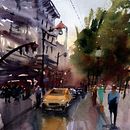 Mój projekt z kursu: Pejzaże miejskie w akwareli. Een project van  Beeldende kunst, Aquarelschilderen y  Architecturale illustratie van Olga Kozyra - 08.05.2024