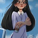My project for course: Female Cartoon Character Design with Procreate. Projekt z dziedziny Trad, c, jna ilustracja, Ilustracja c, frowa, R, sunek c i frow użytkownika shaizashairin - 12.05.2024