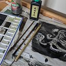 My project for course: India Ink Illustration with Japanese Influence. Un projet de Illustration traditionnelle, Dessin et Illustration à l'encre de rosie.birks - 29.05.2024