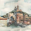 Marseille Notre Dame de la Garde . Un progetto di Pittura ad acquerello di Saiora BOLTABAIEVA - 09.07.2009