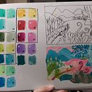 Mi proyecto de paisajes increible, un pedacito de chile, llamado hornopiren. Un projet de Illustration traditionnelle, Peinture, Peinture acr, lique , et Carnet de croquis de natalyroldan - 21.06.2024