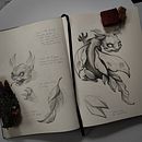 My project for course: Fantasy Drawings in Graphite and Watercolor: A Field Guide. Een project van Ontwerp van personages, Schilderij, Tekening met potlood,  Tekening,  Schetsen y Sketchbook van simaliska20 - 02.07.2024