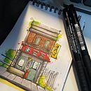 Mi proyecto del curso: Dibujo arquitectónico expresivo con marcadores de colores. Un progetto di Bozzetti, Disegno, Illustrazione architettonica, Sketchbook e Illustrazione con inchiostro di Johan Gomez - 14.07.2024