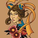 Mon projet du cours : Création de tatouage néo-traditionnel. Un projet de Dessin, Illustration numérique, Conception de tatouage , et Dessin numérique de mycki - 20.07.2024