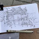 Lunar New Year Urban Sketch - Vancouver Chinatown. Traditional illustration project by Heather Souliere - 07.21.2024