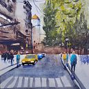 Mon projet du cours : Paysages urbains à l’aquarelle. Fine Arts, Watercolor Painting, and Architectural Illustration project by Francine Tremblay - 07.22.2024