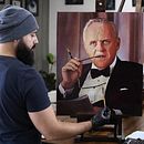 Retrato de Anthony Hopkins al óleo. Un projet de Illustration traditionnelle, Beaux Arts, Peinture , et Peinture à l'huile de Luis Mora - 19.01.2024