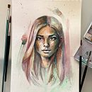 Il mio progetto del corso: Ritratto artistico ad acquerello. Projekt z dziedziny  Sztuki piękne,  Malarstwo, Malowanie akwarelą i Portret użytkownika Elisa Bertoldi - 24.08.2024