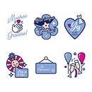 Set de Stickers para tienda de vestidos de novia. Ilustração tradicional, Motion Graphics, Animação, Design de personagens, e Design para redes sociais projeto de Eugenio Nuñez Padilla - 23.07.2024