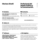 Mi proyecto del curso: Currículums para creativos: crea tu CV y carta de presentación. Creative Consulting, Portfolio Development, Communication, Business, Design, Br, ing, Identit, Art Direction, and Graphic Design project by Mariana Dinelli - 08.29.2024