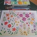 My project for course: Vibrant Floral Patterns with Watercolors. Een project van  Botanische illustratie, Patroonontwerp, Aquarelschilderen y Traditionele illustratie van Peca C. - 18.09.2024