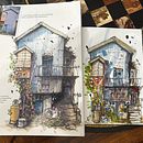 My project for course: Expressive Architectural Sketching with Colored Markers Ein Projekt aus dem Bereich Architektonische Illustration, Zeichnung, Illustration mit Tinte, Sketchbook und Skizzenentwurf von valerio_avallone - 21.09.2024