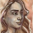 Mi proyecto del curso: Retrato artístico en acuarela. Fine Arts, Portrait Drawing, Painting, and Watercolor Painting project by sol_arriagada - 09.24.2024