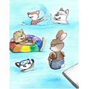 Mein Abschlussprojekt für den Kurs: Tierfiguren in Aquarell für Kinderbücher. Un progetto di Belle arti, Disegno, Illustrazione tradizionale, Illustrazione infantile, Narrativa, Pittura e Pittura ad acquerello di Timothy Zinsmayer - 12.10.2024