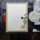 Elvis -mixed media-mainly watercolour. Een project van Traditionele illustratie, Aquarelschilderen y  Portrettekening van Peter Vasic - 14.10.2024