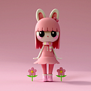 Coelha Rosa. 3D Modeling, 3D, and 3D Character Design project by Andreia Duarte Bilenkij - 11.12.2024