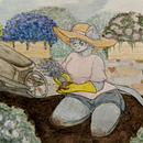 Garden Kitty. Traditional illustration, Fine Arts, Multimedia, Drawing, and Watercolor Painting project by Makayla Whitten - 04.30.2022