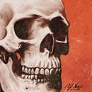 Human Skull with a hint of Orange. Ilustração digital projeto de P.J. Shotts - 03.12.2024
