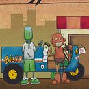 Robot dad and son. Un progetto di Character design, Arte concettuale, Illustrazione digitale e Illustrazione tradizionale di Rush Monkey - 08.12.2024