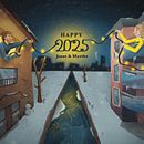 Christmas Card 2025 – My Cinematic Digital Illustration. Een project van  Concept art, Traditionele illustratie y Digitale illustratie van Myrthe Schuijt - 18.12.2024